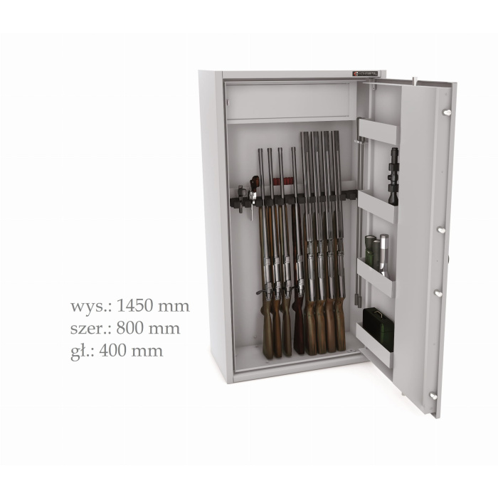 Sejf Konsmetal na 14 sztuk broni długiej MLB150S/14 Biały, Klasa S1 - zamek elektroniczny